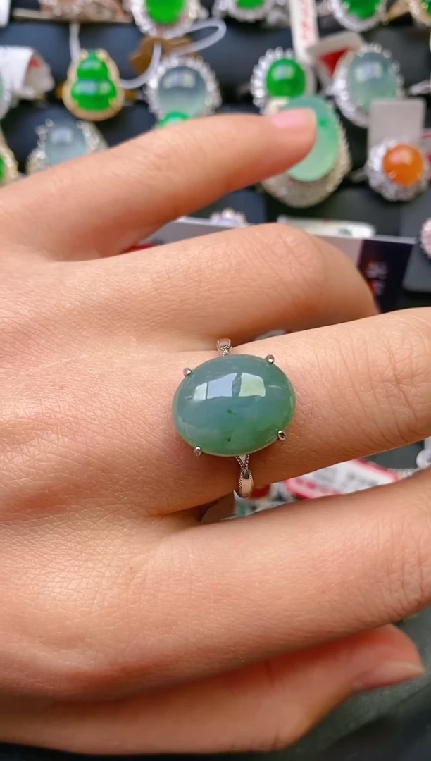 【闪购商品】翡翠戒指银S925镶嵌天然A货翡翠1