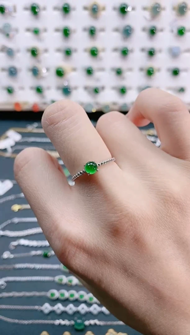 【闪购商品】翡翠戒指银S925镶嵌天然翡翠