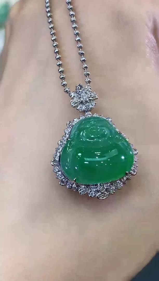 吊坠(不含链)18K金镶嵌翡翠B195