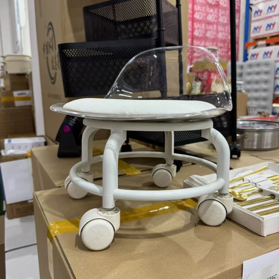 家用万向轮美缝凳子带轮旋转擦地矮凳带娃学走路凳美甲修脚凳滑轮