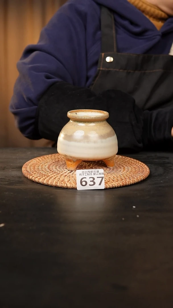 【闪购商品】瓷片637泥泥手工花盆口6高8