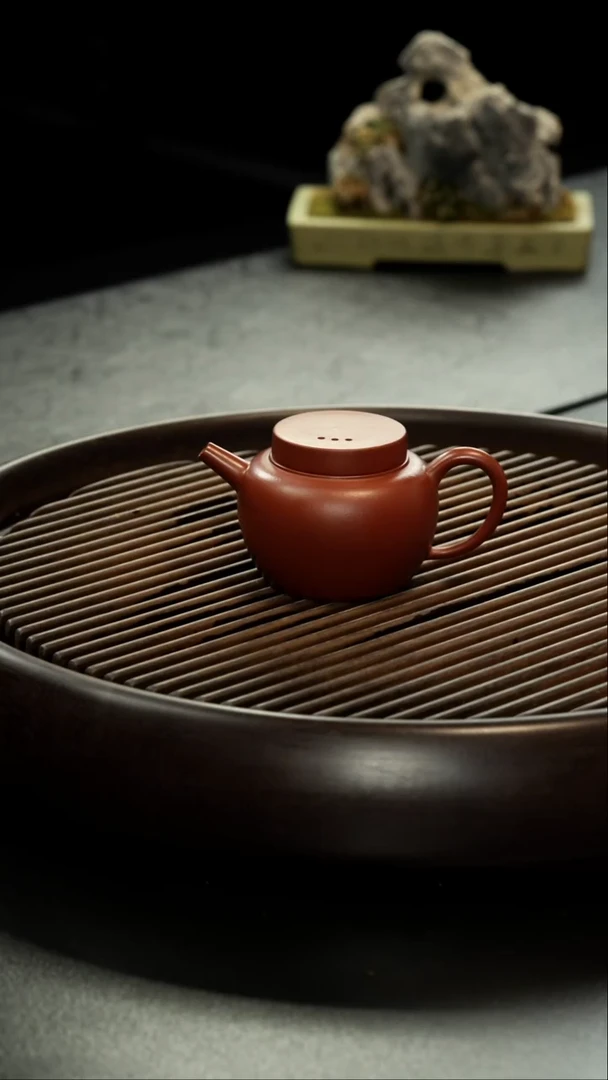 茶壶紫砂玉*瑕小煤窑朱泥 平盖壶