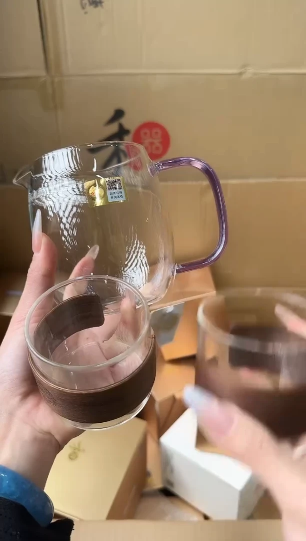【闪购商品】@@禾器澄然月牙浅紫色+木纹杯两只