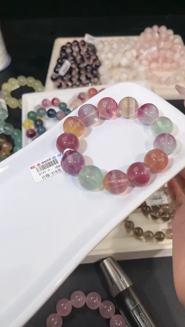 手链未镶嵌萤石多样性发一彩萤石18mm
