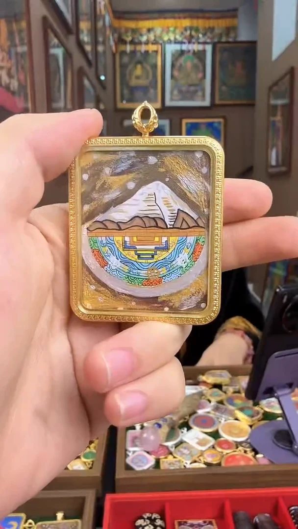 吊坠冈仁波齐山-热贡纯手绘唐卡