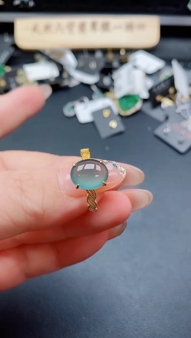 银S925镶嵌戒指翡翠1