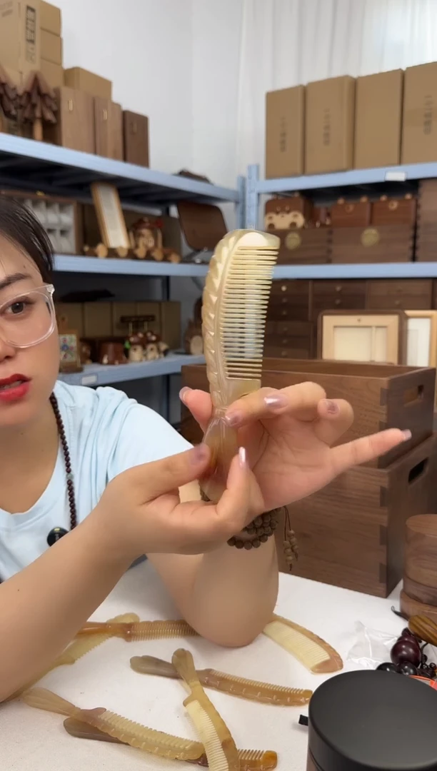 木天然绵羊角梳子大号