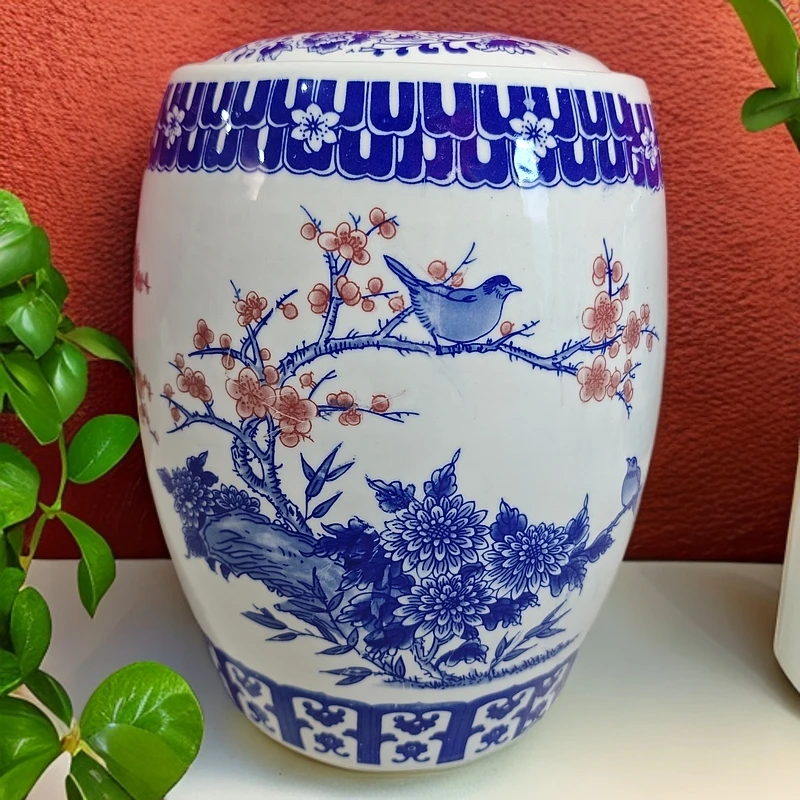 高度31囗径21景德镇陶瓷青花花鸟图（新款）20斤米缸240