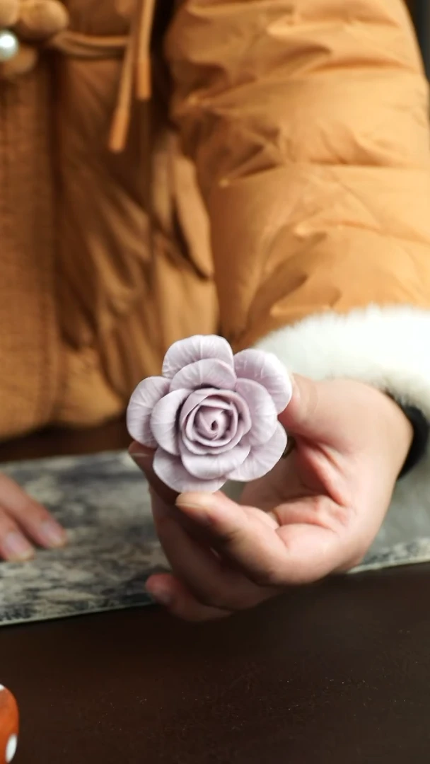 茶杯紫砂5号 山茶花香插  宜兴紫砂原矿作品