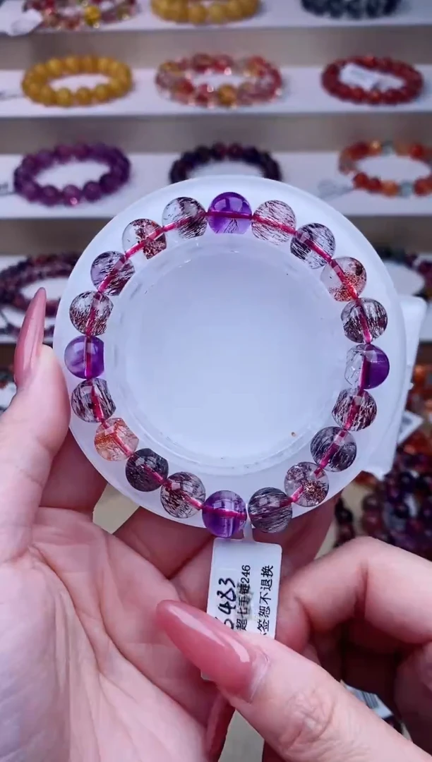 未镶嵌手串水晶黑加仑超七单圈9m+