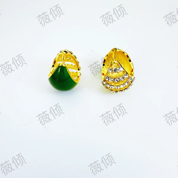 铜合金合成锆石耳饰 「青绿提篮」高级感网红气质时尚轻奢百搭耳环