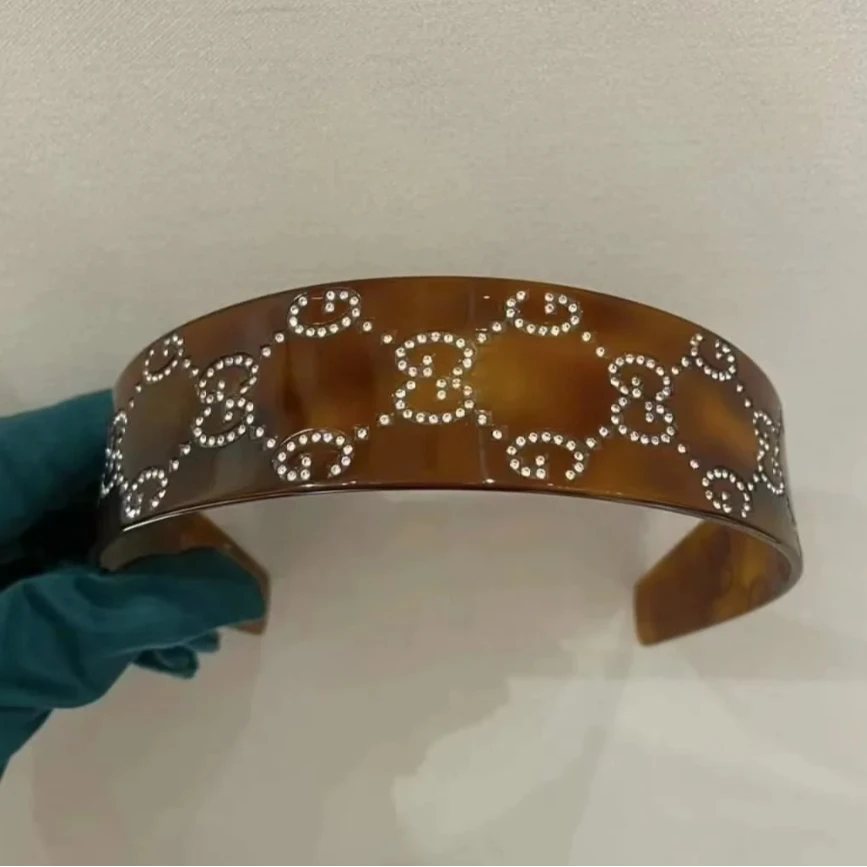 99新 GUCCI/古驰 蔚蓝中古/琥珀镶钻 发箍