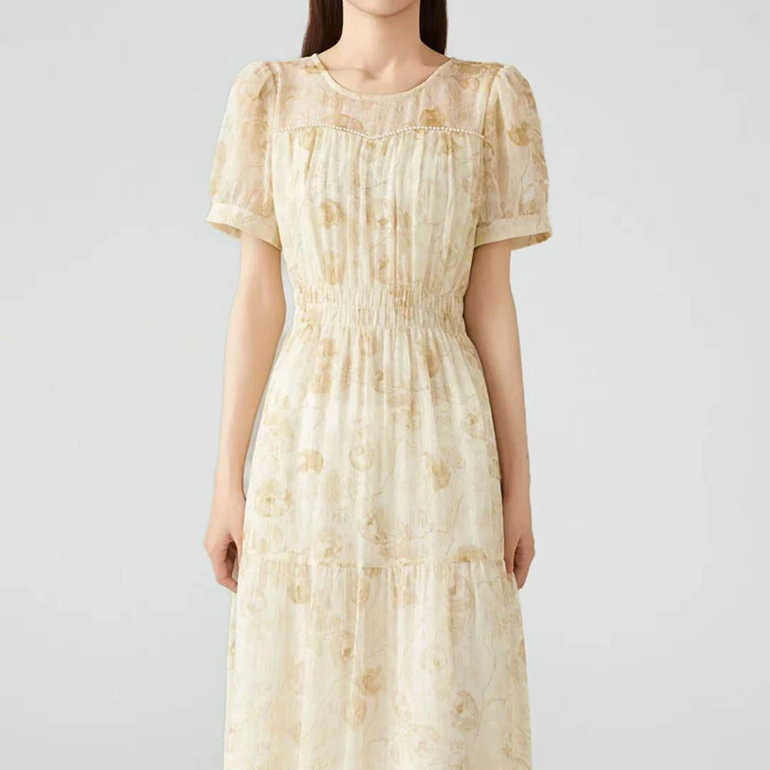 【YS1224】夏装新款收腰显瘦中长款时尚减龄连衣裙