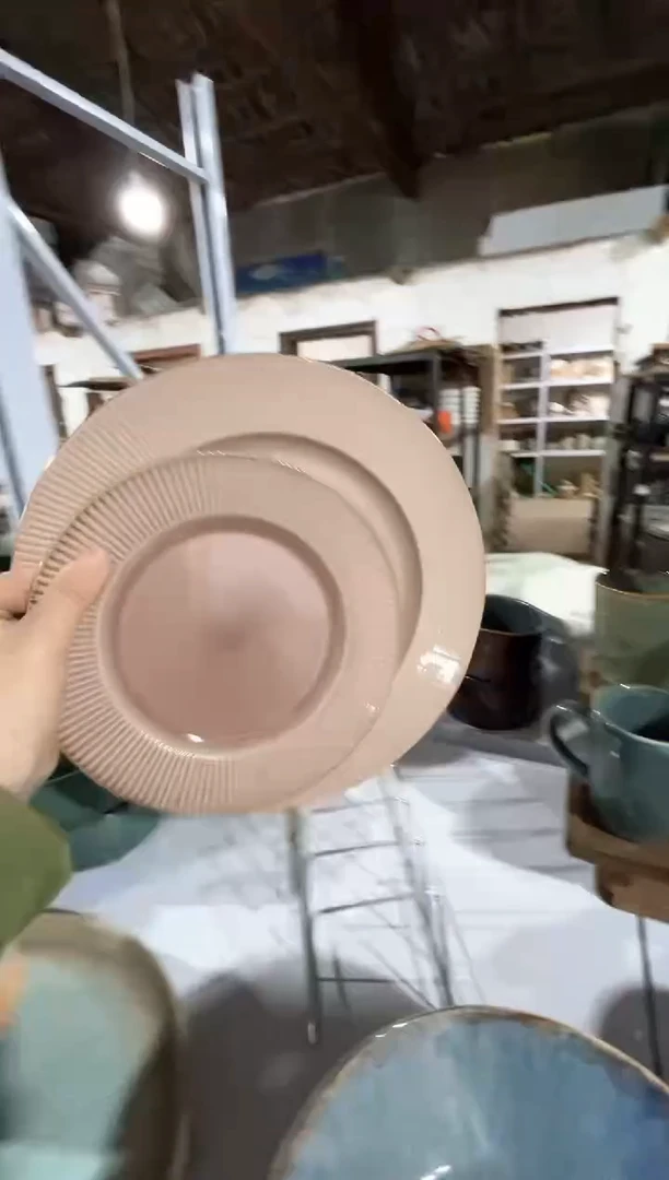 【闪购商品】碗微瑕（2件套）皮粉竖纹大小盘