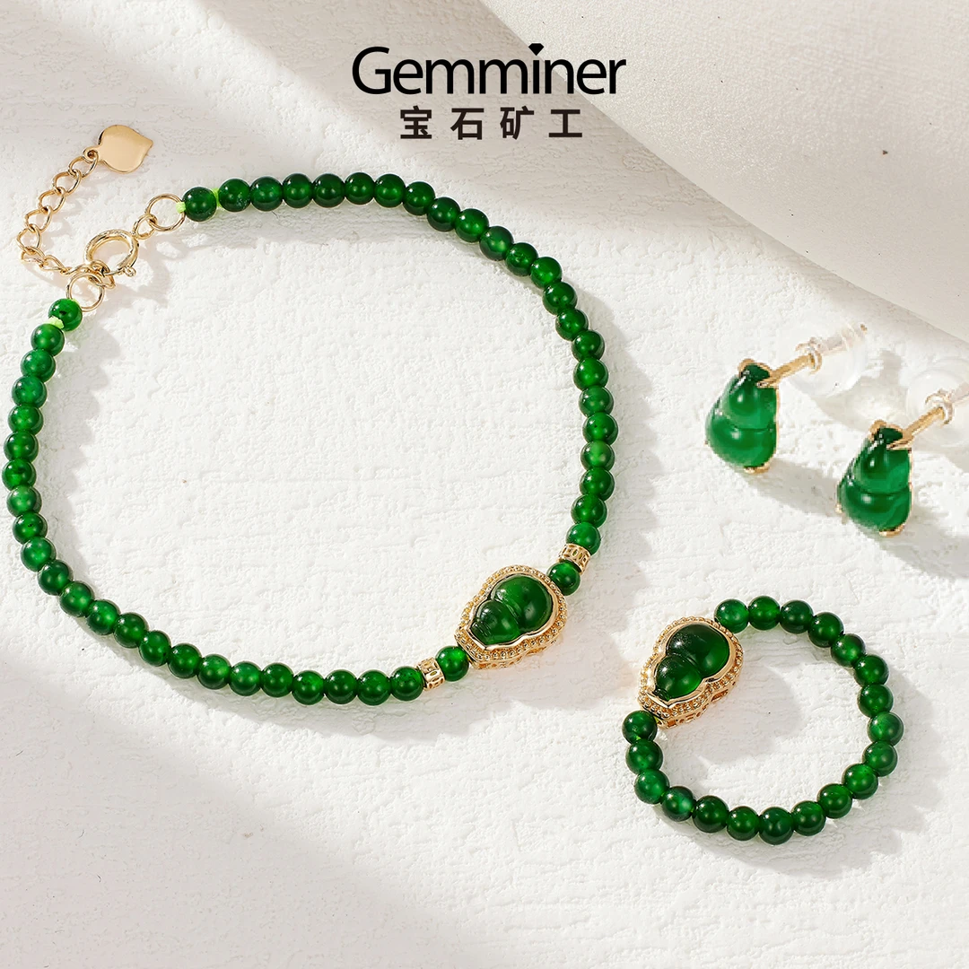 宝石矿工18k金翡翠耳饰戒指手链
