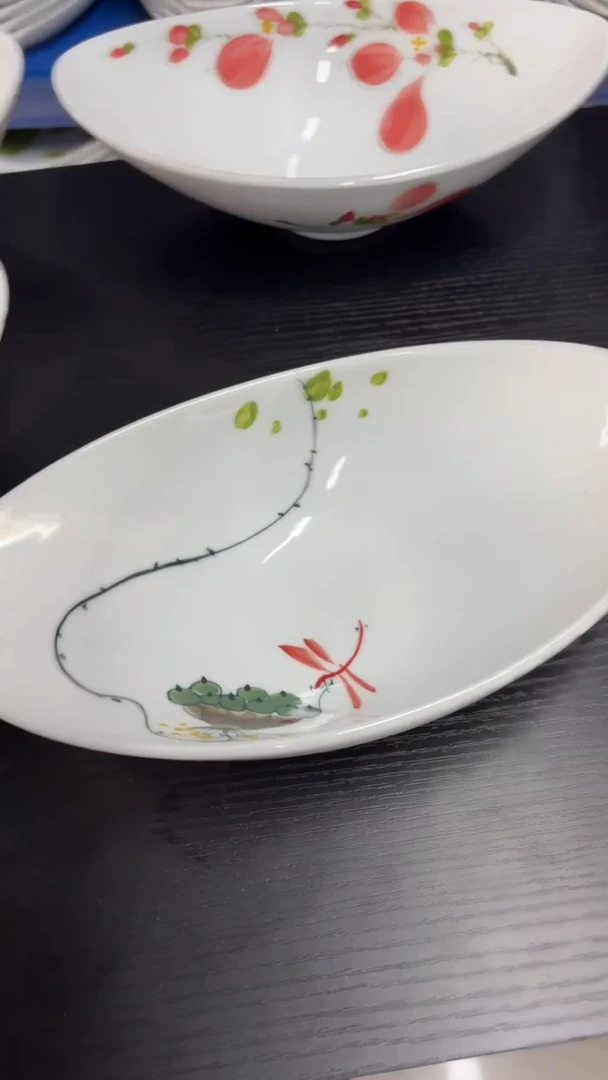 瓷片景德镇高温釉中彩-元宝碗5