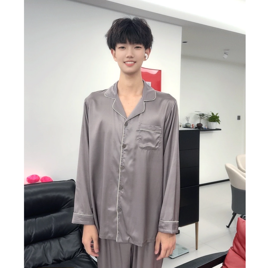 【琴琴专属】情侣款亮面春夏季新款睡衣家居服开衫休闲可外穿