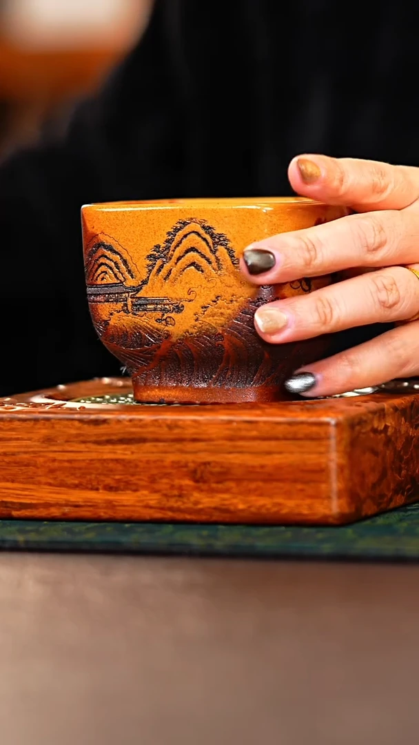 茶杯紫砂柴烧四方紫砂杯