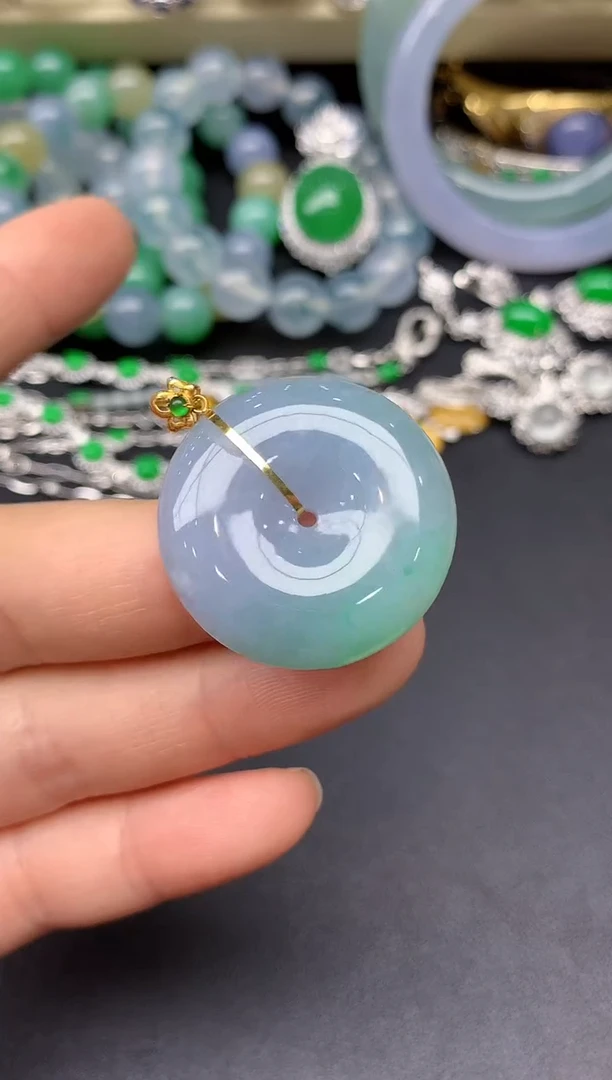 颈饰18K金镶嵌翡翠15-雪姐翡翠天天见