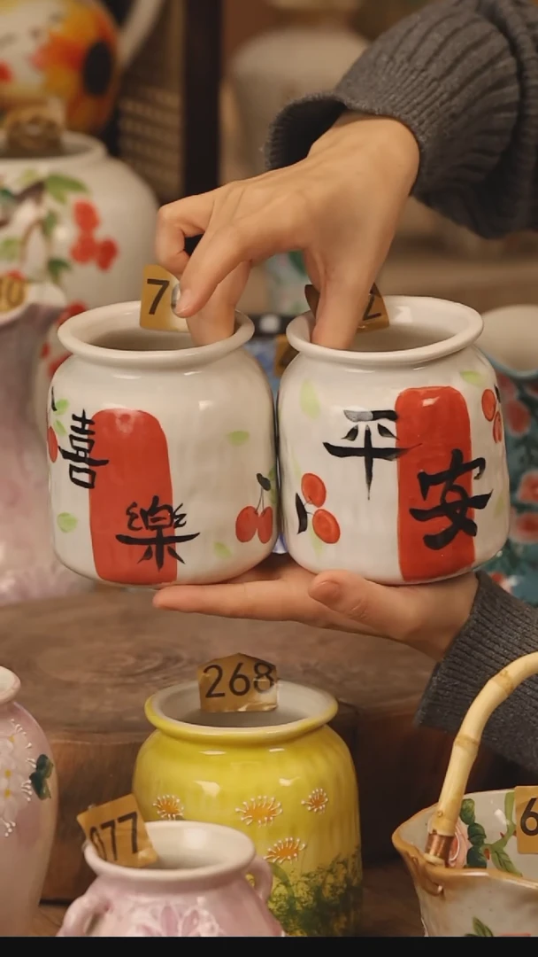 陶瓷景德镇设计师手作花器摆件侘寂风@M682和707@2个