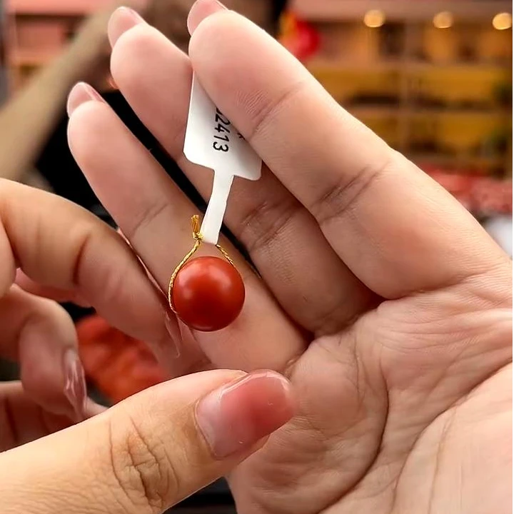 【一九珠宝】卡13mm老南红保山阿东寨单珠  YJ909-2