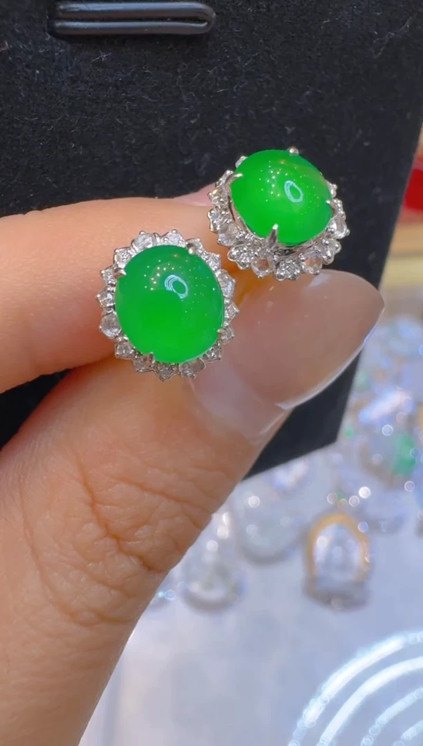 18K金镶嵌翡翠耳饰多样性团购发一件