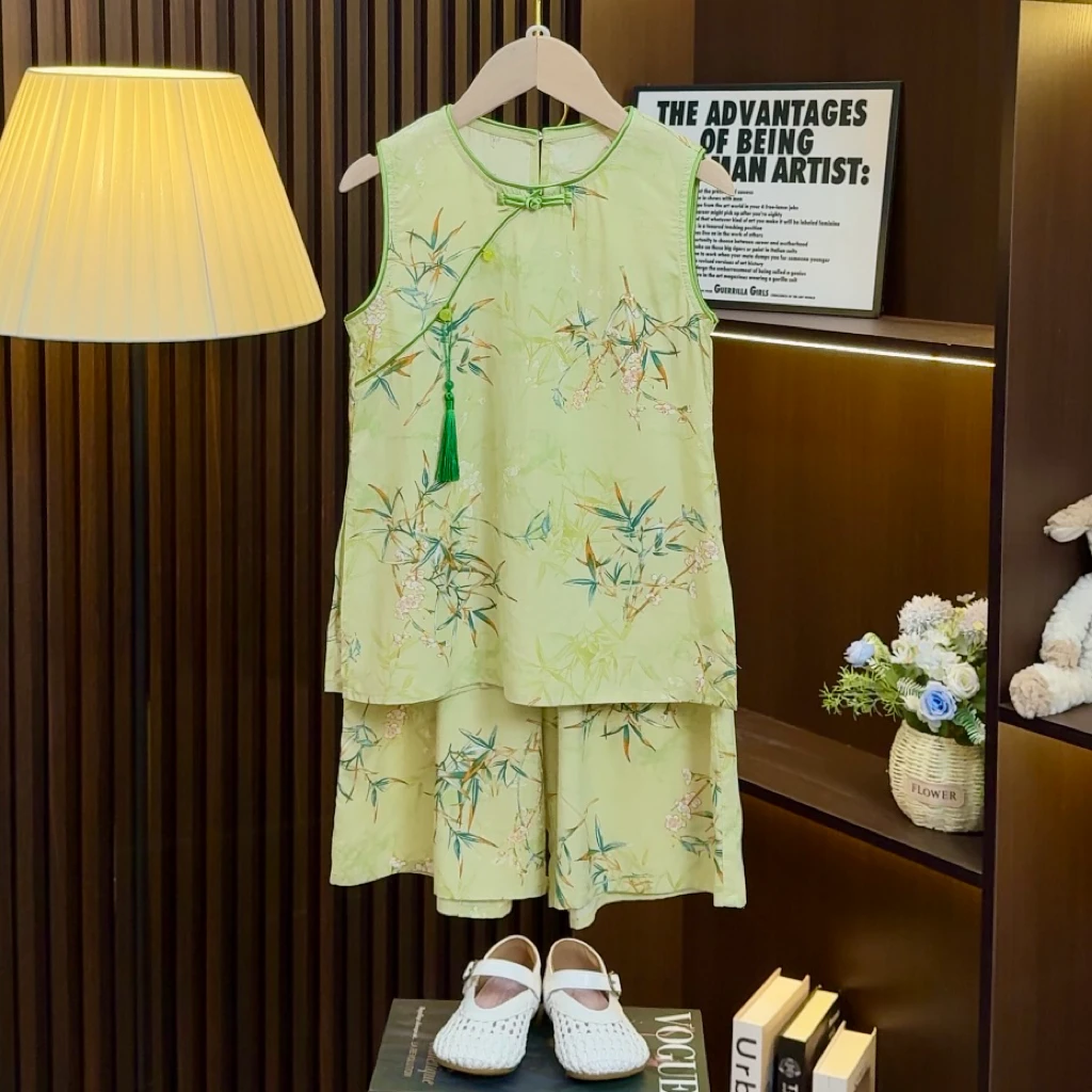 【云织星河】女童国风套装夏季2025新款新中式背心阔腿两件套0863