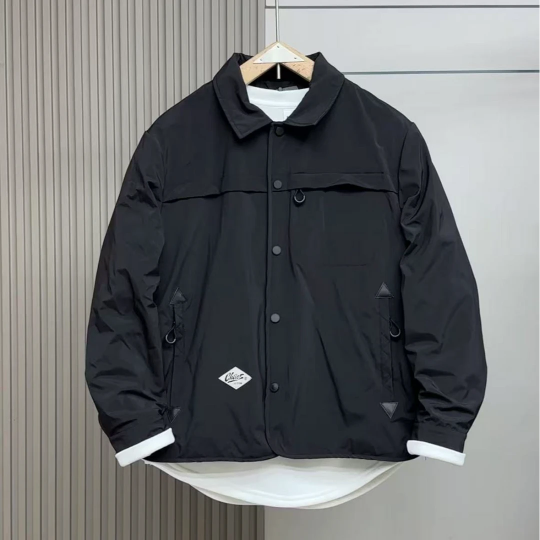 春季新款工装翻领夹克男士潮牌纯色商务外套青年简约休闲百搭上衣