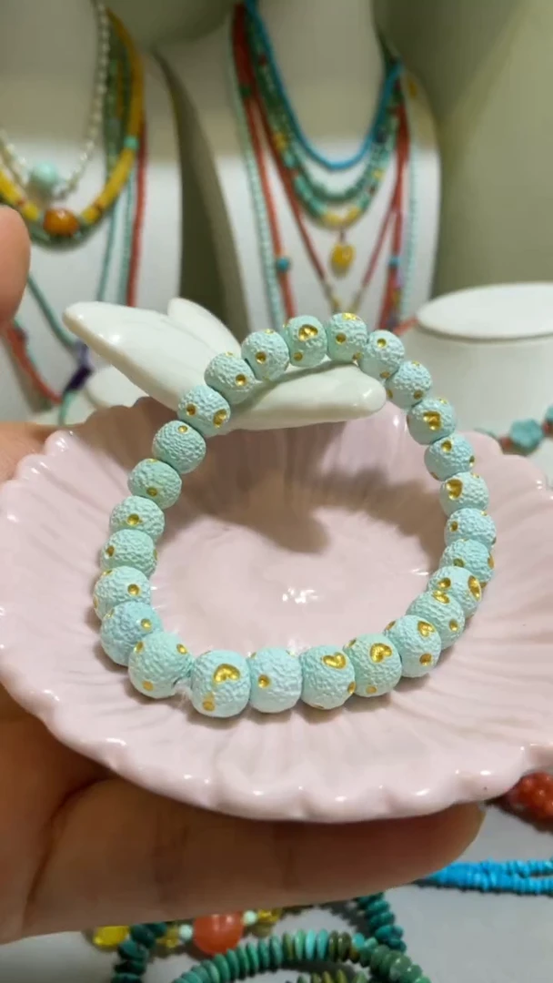 未镶嵌绿松石珠宝奇石陨石坑星球珠手串