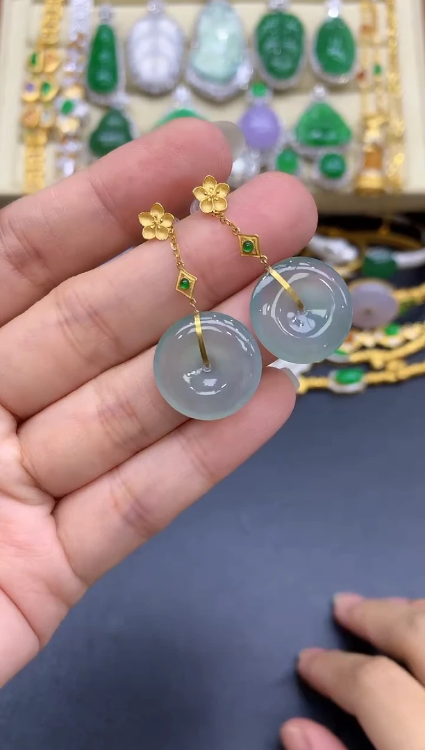 18K金镶嵌翡翠耳饰272-中国好珍宝