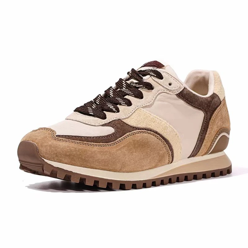 C9924  杏色 低跟阿甘鞋女款2025时尚运动休闲鞋