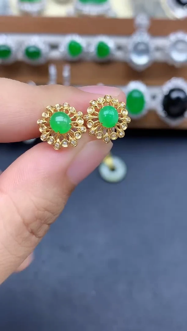 18K金镶嵌翡翠耳饰399-中国好珍宝