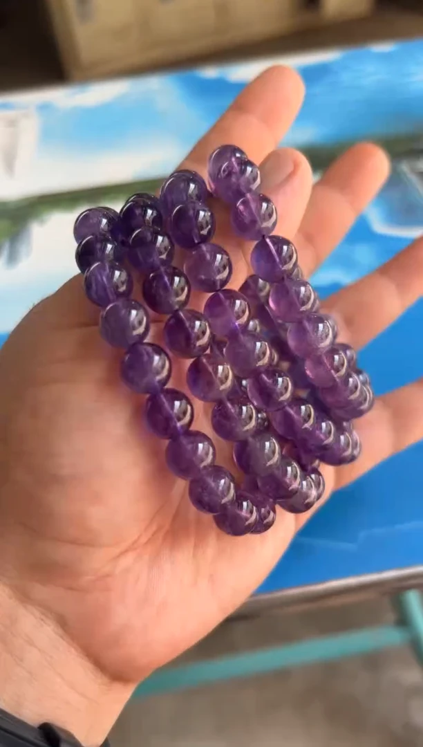 紫晶珠宝半成品未镶嵌天然紫水晶手串卡10mm