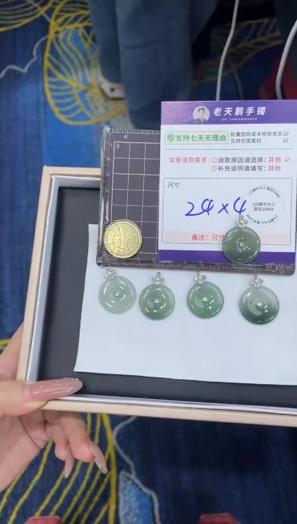 翡翠银S925镶嵌颈饰翡翠平安扣47配绳/多样性发其一CP