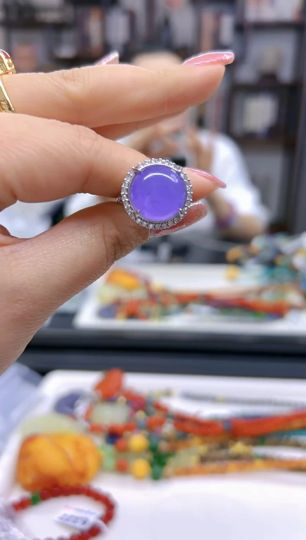 【闪购商品】翡翠戒指银S925镶嵌大J57