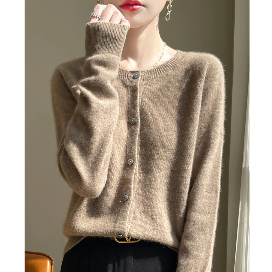 【开衫】一线成衣桂花针开衫春季百搭显瘦长袖气质短款圆领