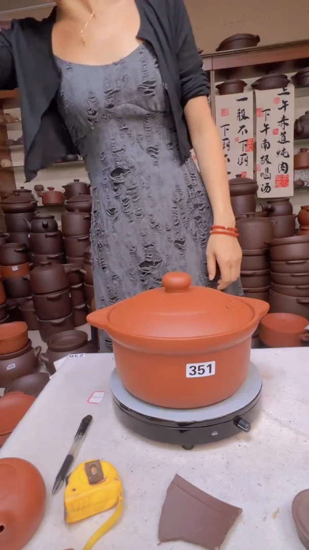 宜兴紫砂3.5升朱泥锅351