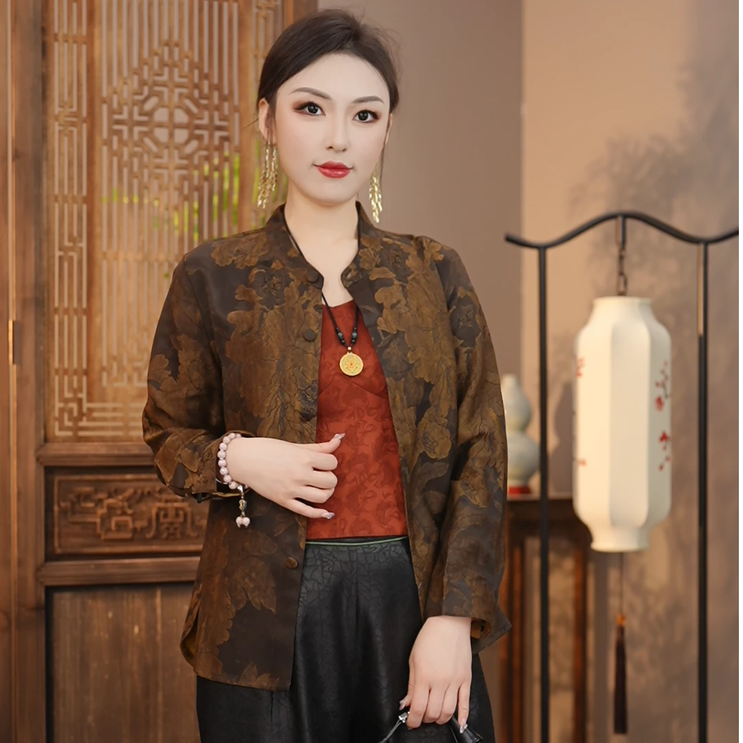 繁花闲春｜新中式国风百搭高端暗纹提花双面双穿上衣外套-6239