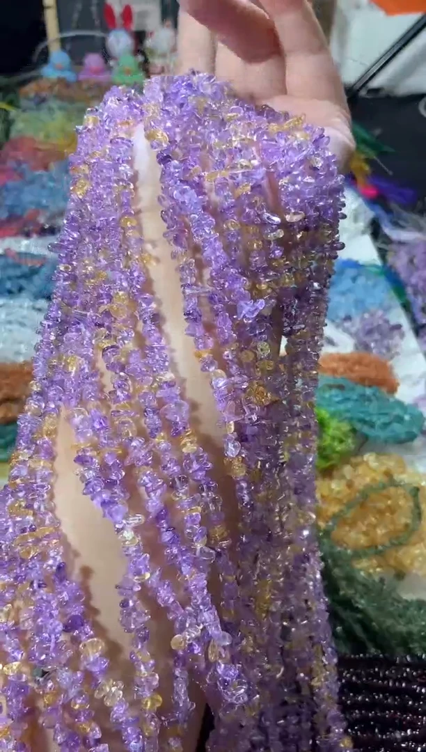 水晶珠宝半成品未镶嵌小紫黄晶