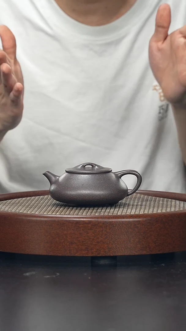 茶壶紫砂光明石瓢-老天青-全手工无添加