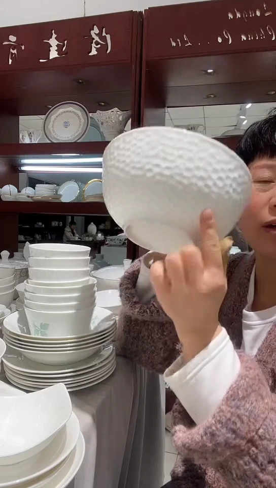 瓷隆达骨瓷8英寸水立方碗1只