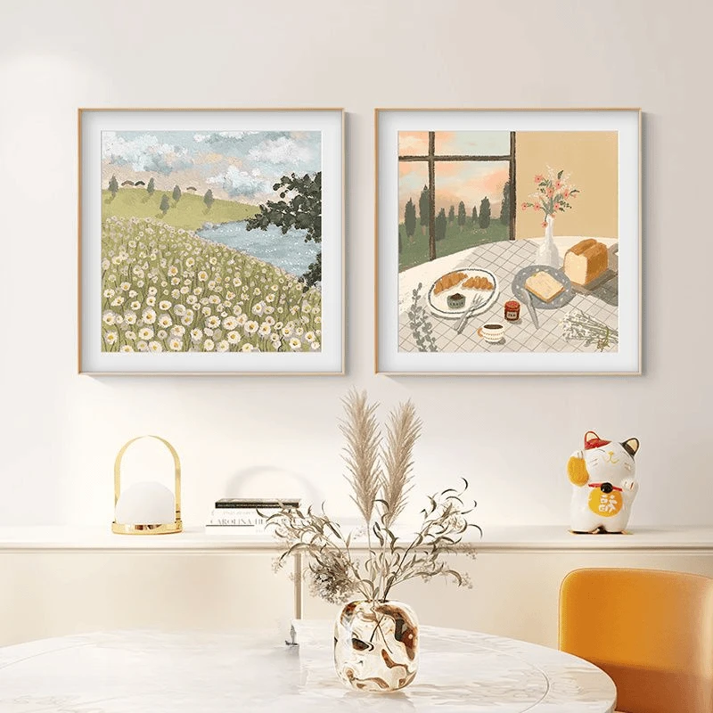 风景装饰画山海之间田野风格唯美治愈系小清新装饰画温馨家居挂画