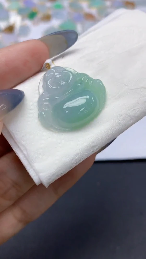 翡翠18K金镶嵌颈饰天然a货翡翠