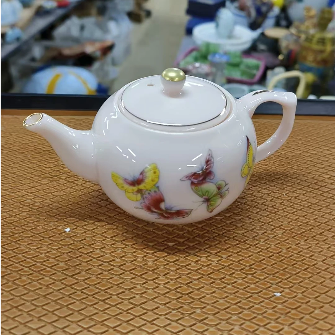 日式回流蝴蝶夫人粉色茶壶