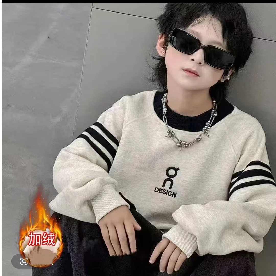 【现货~清！清！清！】加绒中大童字母洋气百搭潮流卫衣00345