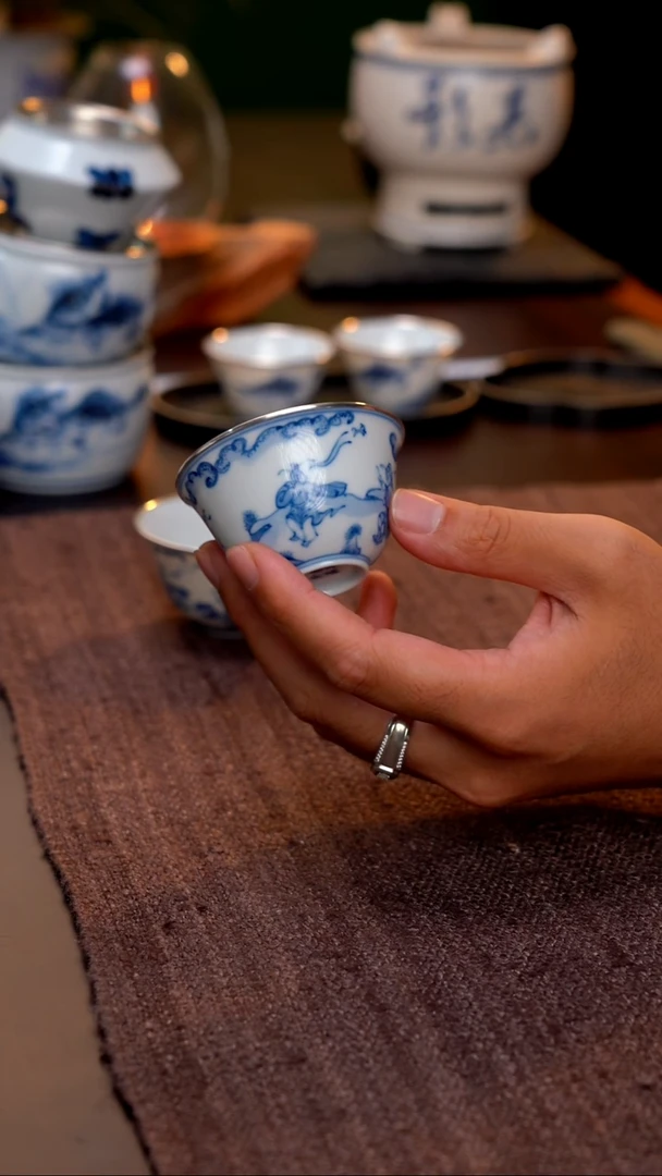 景德镇手绘空白期人物单杯包银口