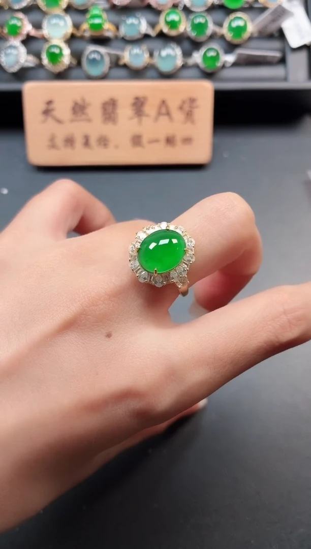 银S925镶嵌戒指翡翠1