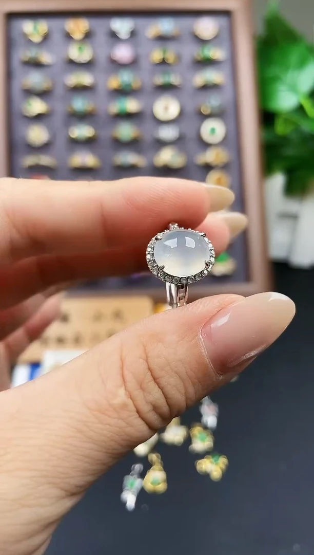 银S925镶嵌戒指翡翠2