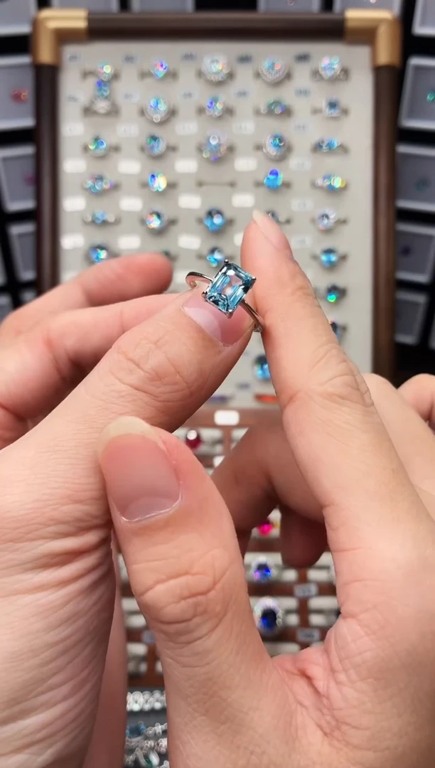 银S925镶嵌戒指海蓝宝石188