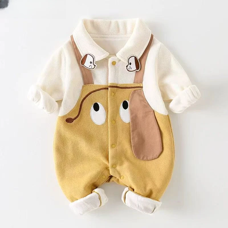 x【优选】婴儿春装连体衣新生宝宝衣服春秋哈衣超萌可爱百天外套ly